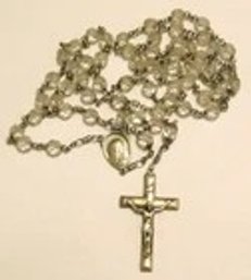 SIGNED Vintage Creed Sterling Silver Rosary Sphere Shaped Beads Art Deco