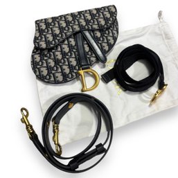 Christian Dior Navy Oblique Mini Saddle Belt Bag