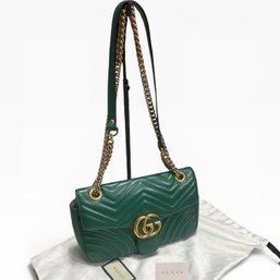 Gucci GG Marmont Small Emerald Green Matelasse Shoulder Bag