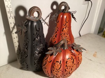 3 Pumpkins , Well Made , Metal Contruction, With Light