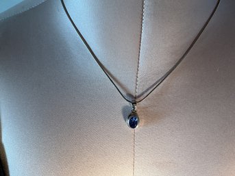 Sterling Silver Chain And Pendent , Everything Marked , Including Stone Wight