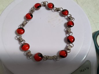 Silver Lady Bug Bracelet, 9 Grams