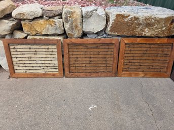 (3) Pieces Barbed Wire Framed Decor