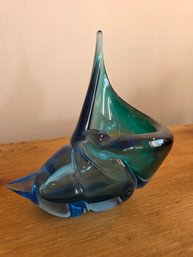 Vintage Glass Blue And Green Conch Shell