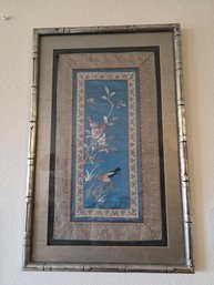 Framed Chinese Silk Bird Embroidery