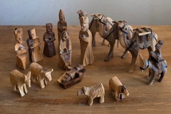 Vintage Olive Wood Nativity Set