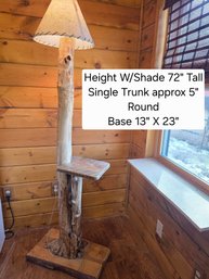 Natural Wood Lamp With Small Shelf