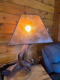 Natural Wooden Swirl Table Lamp