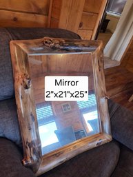 Natural Wood Framed Wall Mount Mirror