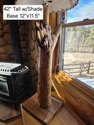 Natural Wood Table Lamp With Square Wooden Base