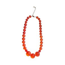 Hold Tight A Little Longerrr, Longer With Big Red Lucite Graduated Bauble Vintage Necklace