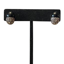 Onyx Marcasite Sterling Stud Earrings
