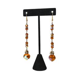 Mandarin Aurora Borealis Crystal Dangle Earrings