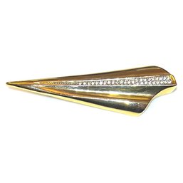 'Fly Like Paper, Get High Like Planes' Paper Plane Brooch With Rhinestone Racer Stripe
