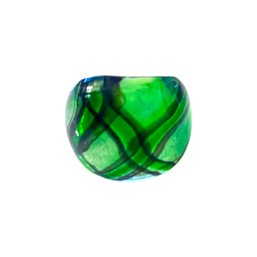 Blown Art Glass Studio Green Swirl Ring