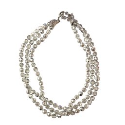 Cookie Lee Tri-strand Faceted Mercury Glass Style Beaded Necklace