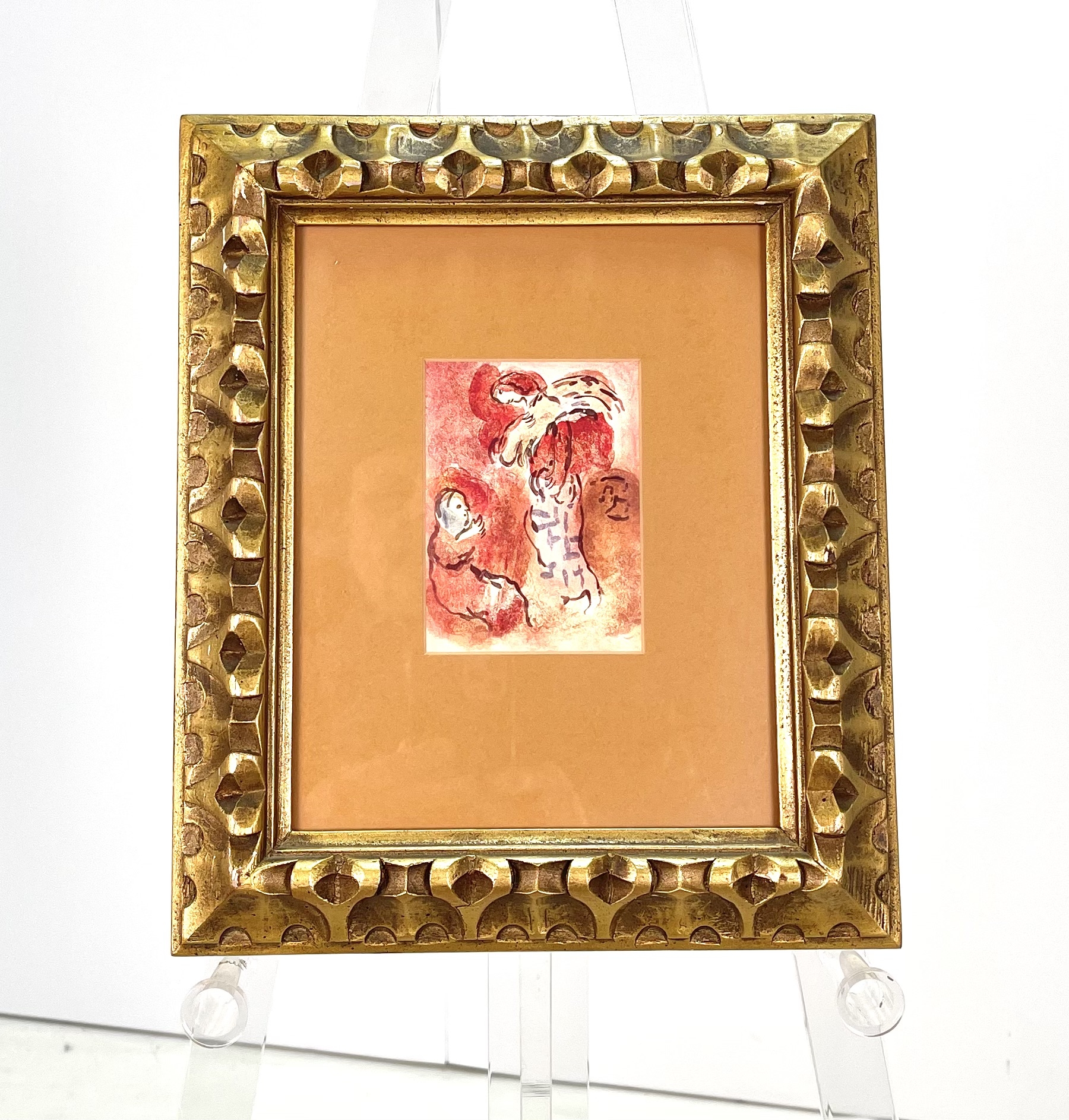 子犬　Marc Chagall 抽象画 金色フレーム 子犬 Marc Chagall 抽象画 金色フレーム 子犬 Marc Chagall 抽象