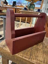 Small Rusty Red Tool Or Utensil Box Wood