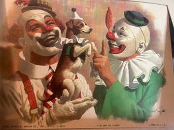 Lot 15: Framed Arthur Kaplan Litograph Titled Fido And The Clowns From 1980