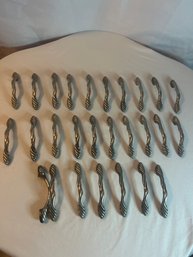 Lot 3: 27 Silver Color Braided Cabinet Hardware Double Holes For 3 Inches Or 3.75 Inches