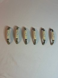 Lot 7: Antique Delft Style Cabinet Drawer Pulls (6) 3 Inch Holes