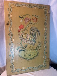 Lot 13: Antique Painted Wooden Door With Rooster Art