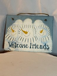 Lot #33: Snowmen Slat Welcome Sign