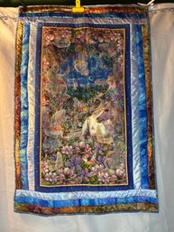 Lot #44: Handmade Beaded Unicorn And Fairy Tapestry