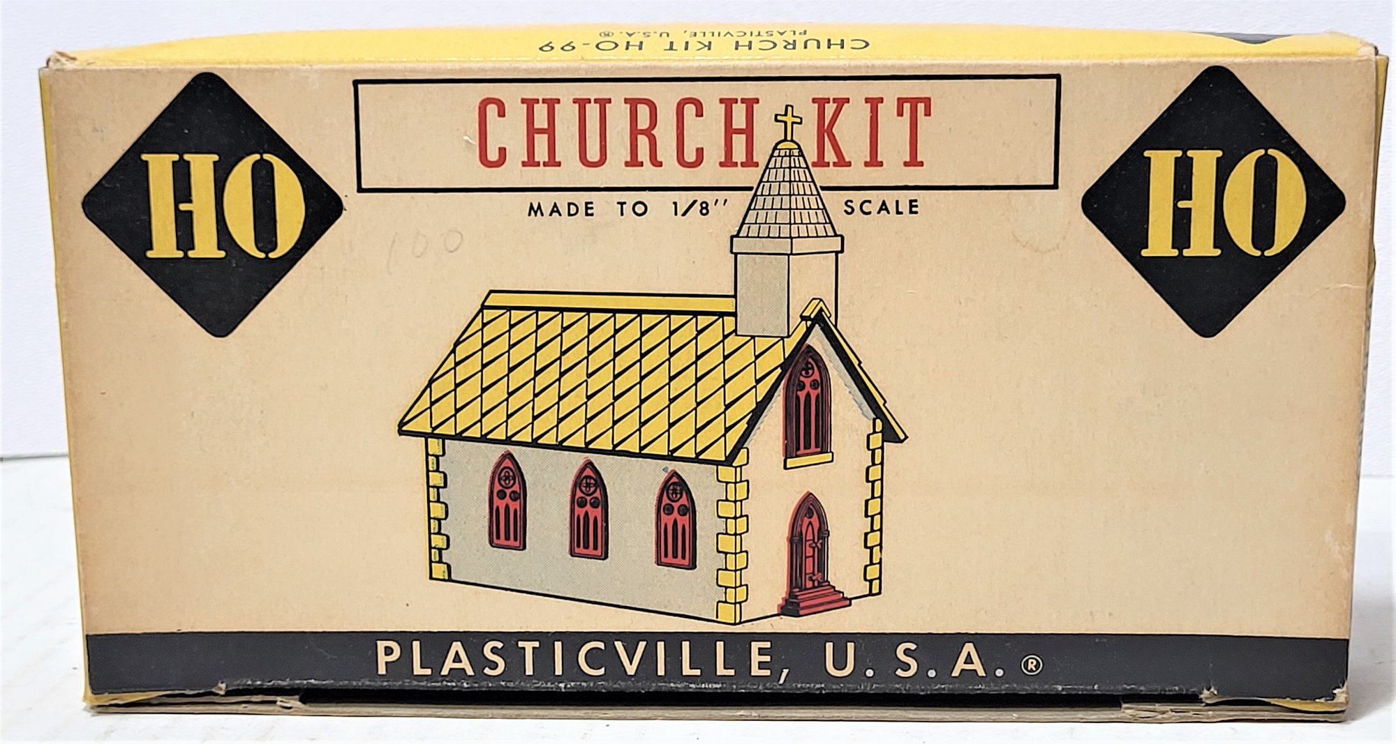 1950s Plasticville HO 1/8 SCALE Church Kit 99 With Box #1660
