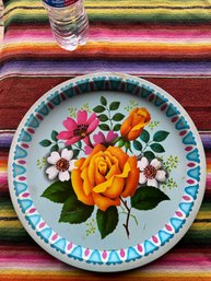 Vintage Metal Serving Tray By Elite MTM England Floral