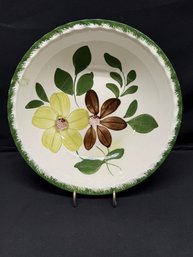 Vintage Blue Ridge 9.5' Green Briar Round Serving  Bowl Southern Pottery Flower