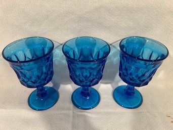 Set Of 3 Vintage Noritake Cobalt/aqua Blue Small Water Goblets