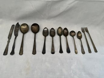 Random Lot Of Antique Silver Plate Flatware/utensils