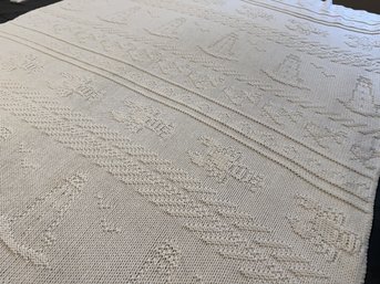 White Beach/ocean Themed Blanket/throw Native America By Alps 68' X 42' Boats, Anchors, Lobsters