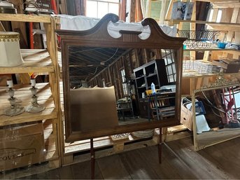 Very Large 4 Foot Wooden Framed Mirror, Can Sit On Dresser, Or Mount On Wall