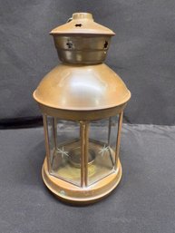 Vintage 1960s Brass And Etched Glass Tea Light Candle Holder Hanging Lantern
