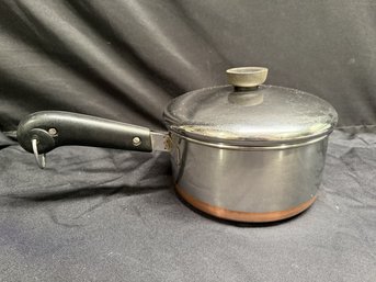 Revere Ware Stainless Steel And Copper Bottom Sauce Pot With Lid