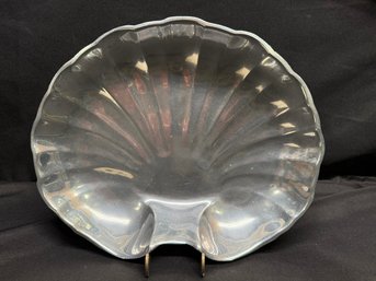 Sea Clam Shell Serving Platter Wilton Company RWP Silver Polished Pewter 12 X 9
