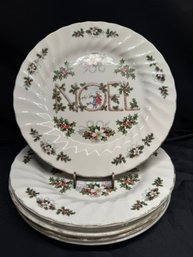 Set Of 6 Churchill 'NOEL' Dinner Plates Fine English Tableware 9.75 Inch Scalloped Rim