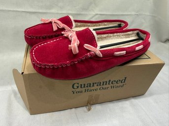 LL Bean Pink Suede Hearthside Slippers Womens Size 9 Medium, New Condition