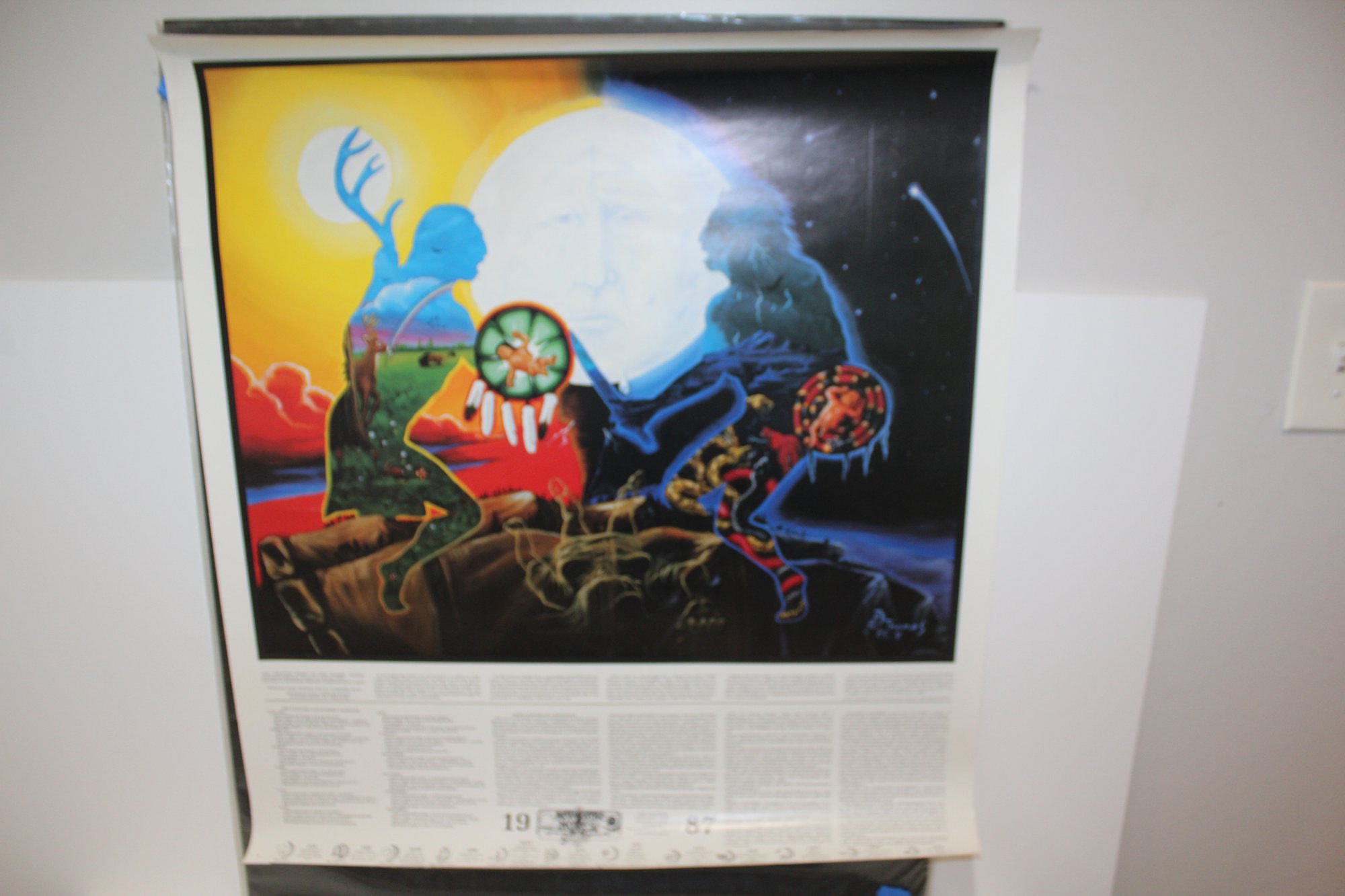 1987 Akwesasne Notes Poster The Creation Story 1987 Calendar RARE