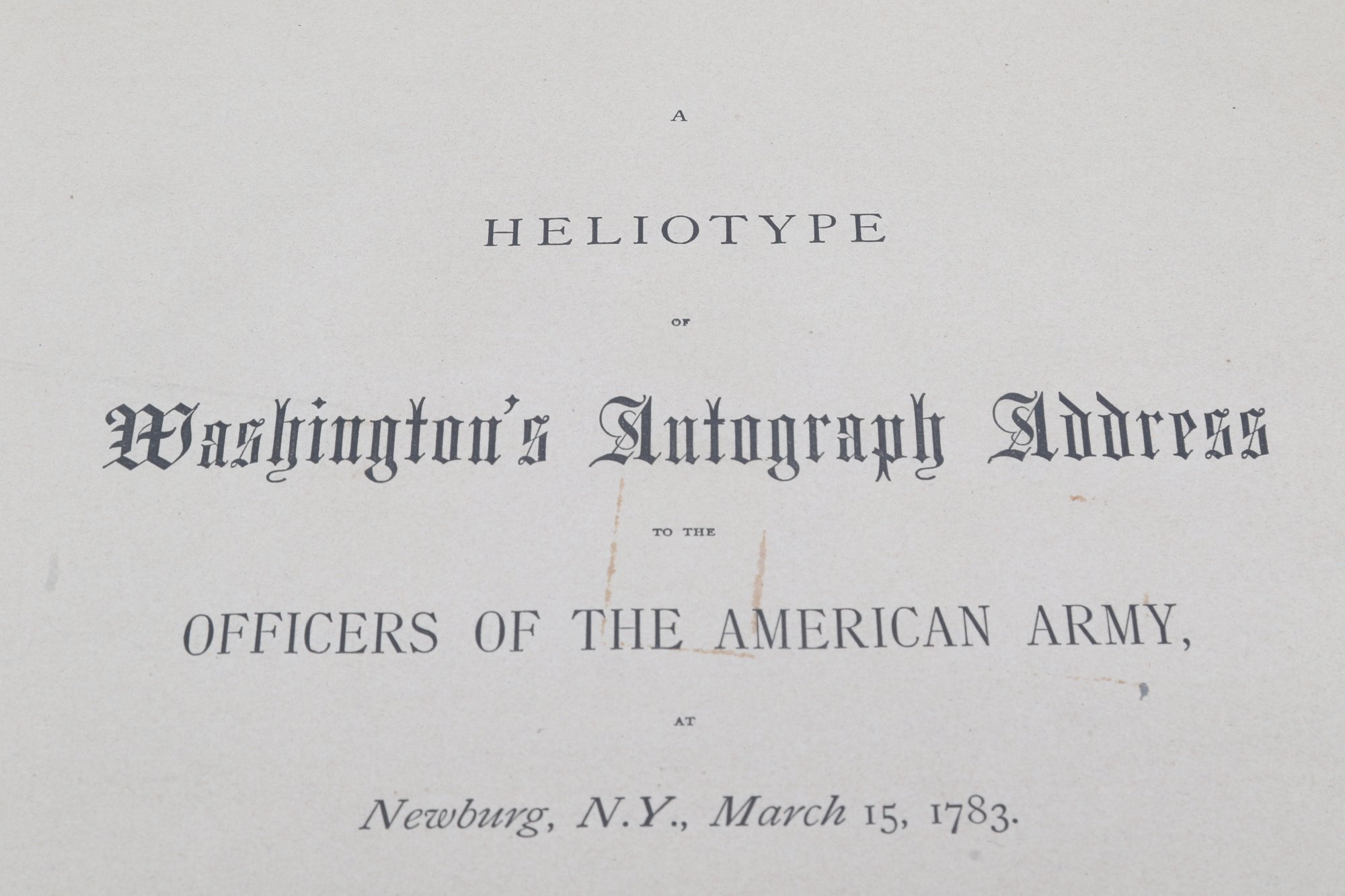 1876 Book HELIOTYPE WASHINGTON AUTOGRAPHADDRESS, AT Newburg, N.Y ...