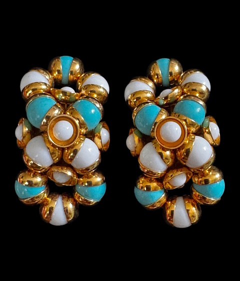 Boucles D'oreilles Vintage Françoise Montague – Années 80 – Clips, Verre Et Lucite