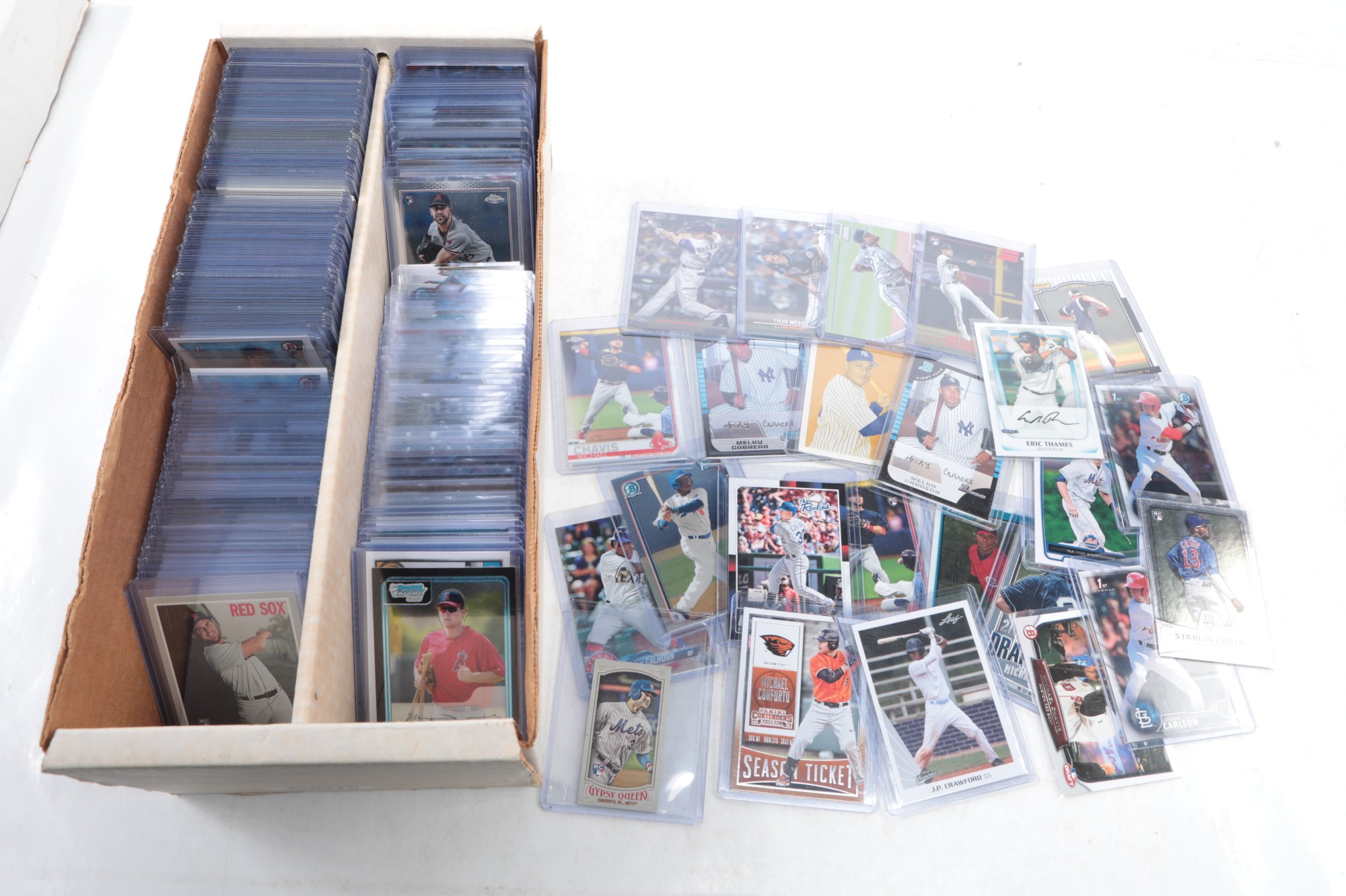 1.5 Rows Of A 2 Row Box Of Primarily Baseball Rookie & Prospect Cards ...