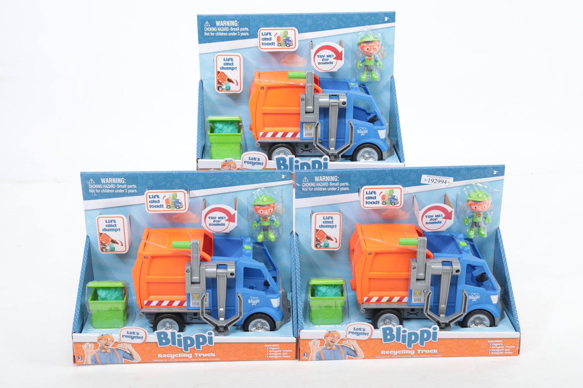 Lot Of 3 Blippi Talking Recycling Garbage Truck Vehicle With 