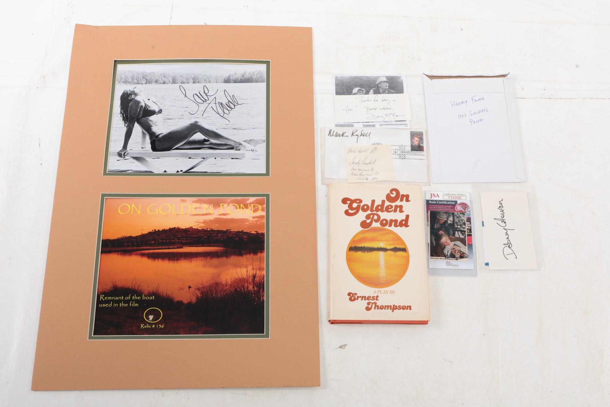 Pnd Autograph On Golden Pond Autograph And Ephemera Lot W/ Harry And Jane Fonda ...