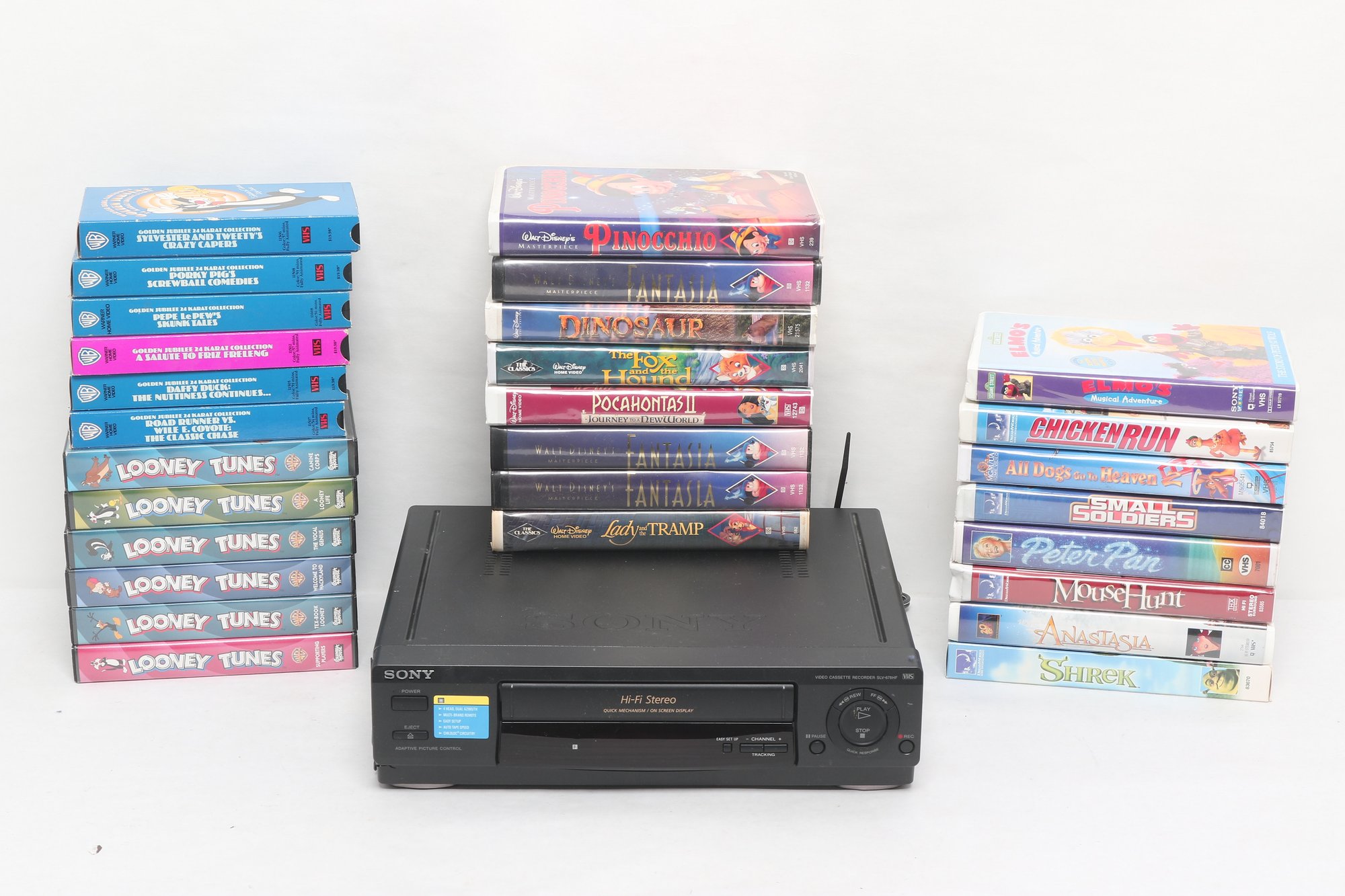 Group Of Disney Hardcover VHS Tapes Together With Sony Hi-fi VHS 