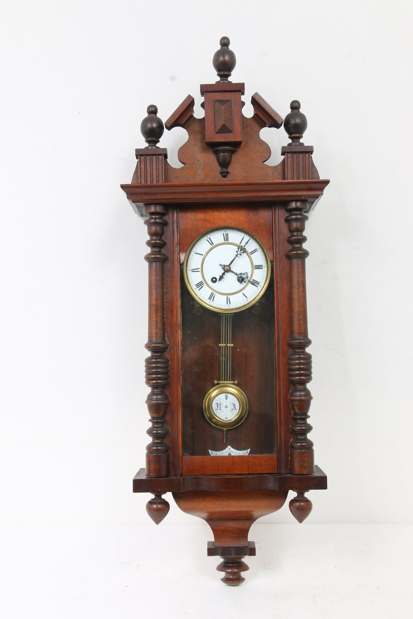 Antique Gloria German R/A Regulator Wall Clock With Enamel Dial And ...