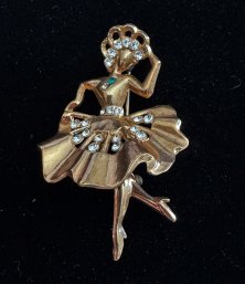 CORO Vintage Figural Dimensional Ballet Dancer Brooch Pin