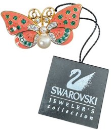 Vintage New Old Stock SWAROVSKI For Saks 5th Ave Jeweled Butterfly Brooch Pin